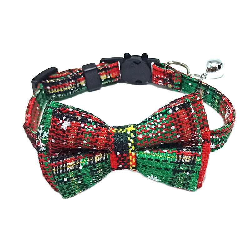 Pet Collar Bell Bow British Plaid