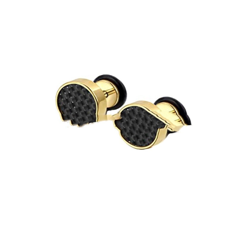 Stainless Steel Japanese And Korean Earrings Dumbbell Stud Earrings Carbon Fiber