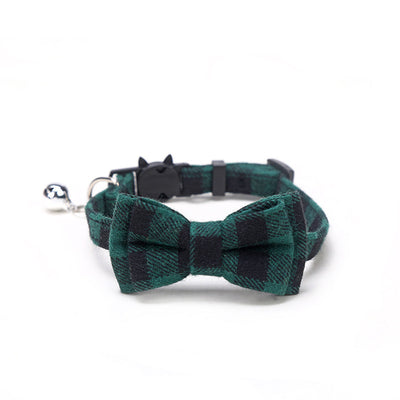 Pet Collar Bell Bow British Plaid