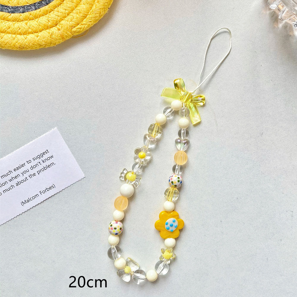 Beaded Flower Mobile Phone Lanyard Jewelry Accessories Hand Rope Lanyard