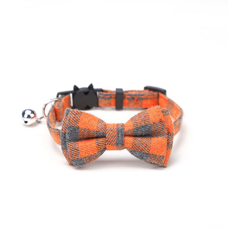 Pet Collar Bell Bow British Plaid