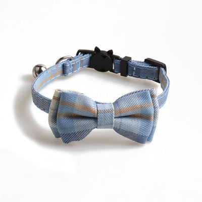 Pet Bell Bow Patch Check Collar