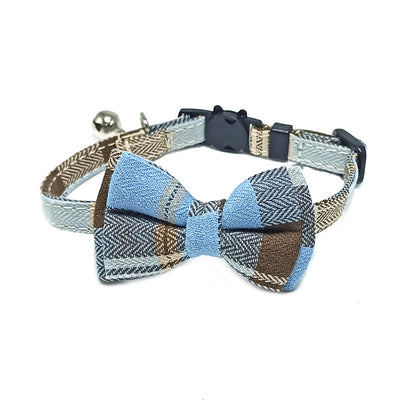 Pet Collar Bell Bow British Plaid