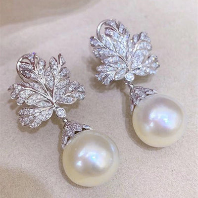 Leaf-shaped Earring Female Pearl Design