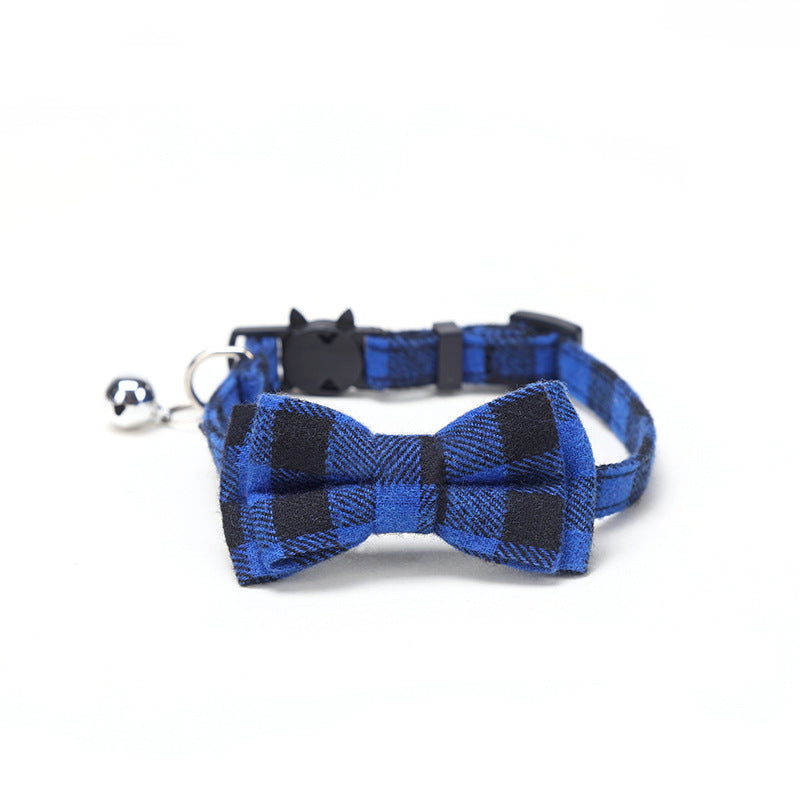 Pet Collar Bell Bow British Plaid