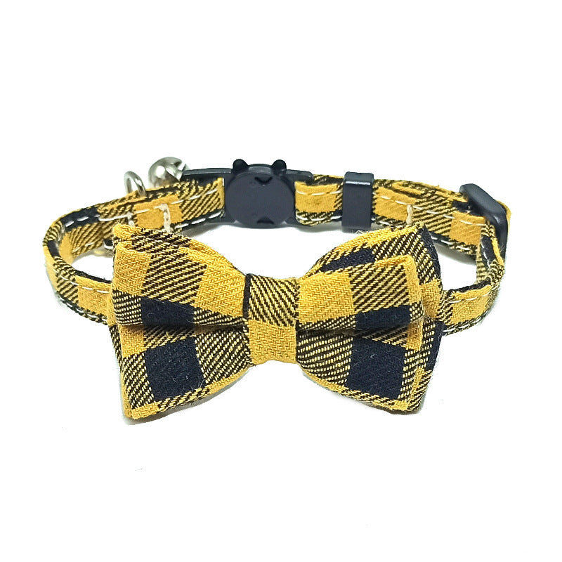 Pet Collar Bell Bow British Plaid