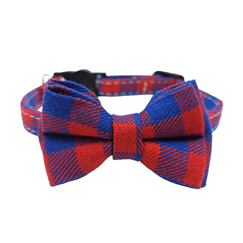 Pet Collar Bell Bow British Plaid