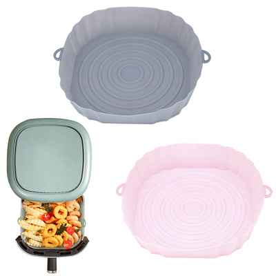 Air Fryer Silicone Basket Silicone Mold Airfryer Oven Baking Tray Pizza Fried Chicken Basket Reusable Pan Liner Accessories