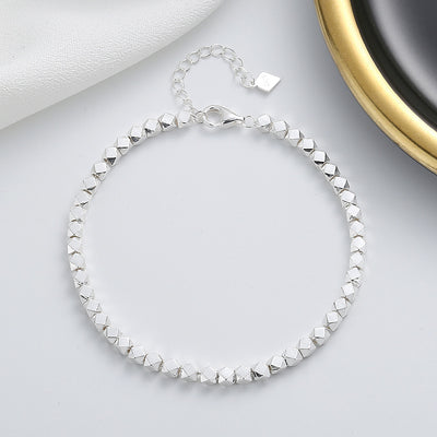 S925 Sterling Silver Irregular Broken Silver Necklace Bracelet Set