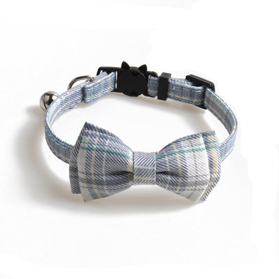 Pet Bell Bow Patch Check Collar