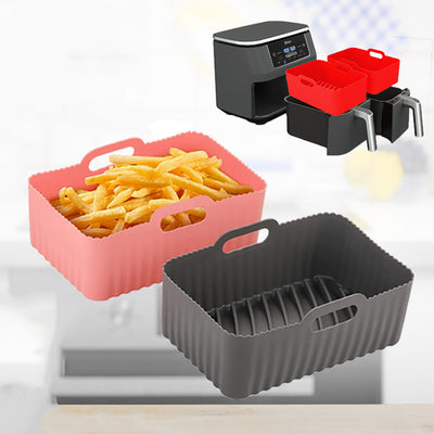 Thick Air Fryer Silicone Tray Rectangle Oven Baking Tray Basket Reusable Liner Insert Dish For Airfryer Pan Accessories