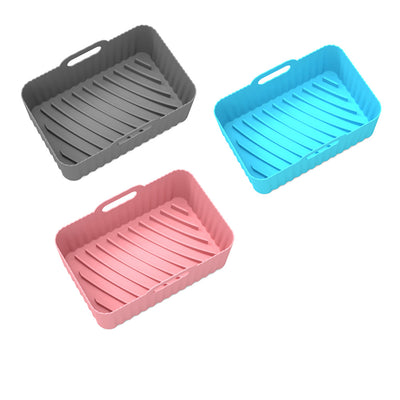 Thick Air Fryer Silicone Tray Rectangle Oven Baking Tray Basket Reusable Liner Insert Dish For Airfryer Pan Accessories