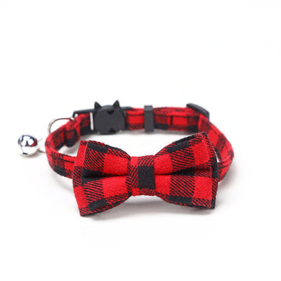 Pet Collar Bell Bow British Plaid