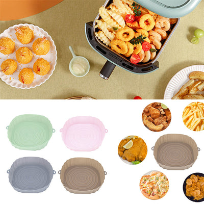 Air Fryer Silicone Basket Silicone Mold Airfryer Oven Baking Tray Pizza Fried Chicken Basket Reusable Pan Liner Accessories