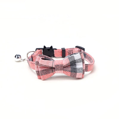 Pet Collar Bell Bow British Plaid