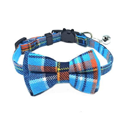 Pet Collar Bell Bow British Plaid