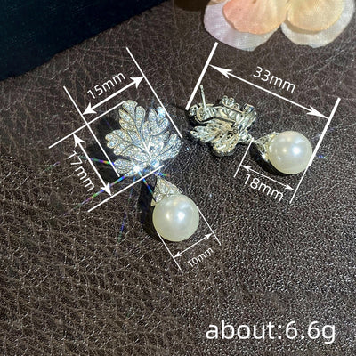 Leaf-shaped Earring Female Pearl Design