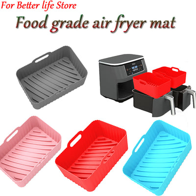 Thick Air Fryer Silicone Tray Rectangle Oven Baking Tray Basket Reusable Liner Insert Dish For Airfryer Pan Accessories