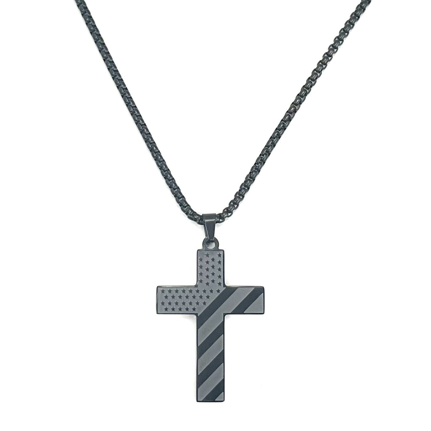 Amazon Hot American Flag Cross Necklace Pendant Men's Stainless Steel Necklace