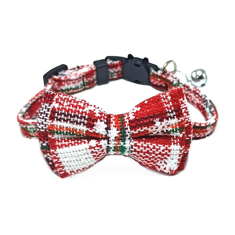 Pet Collar Bell Bow British Plaid